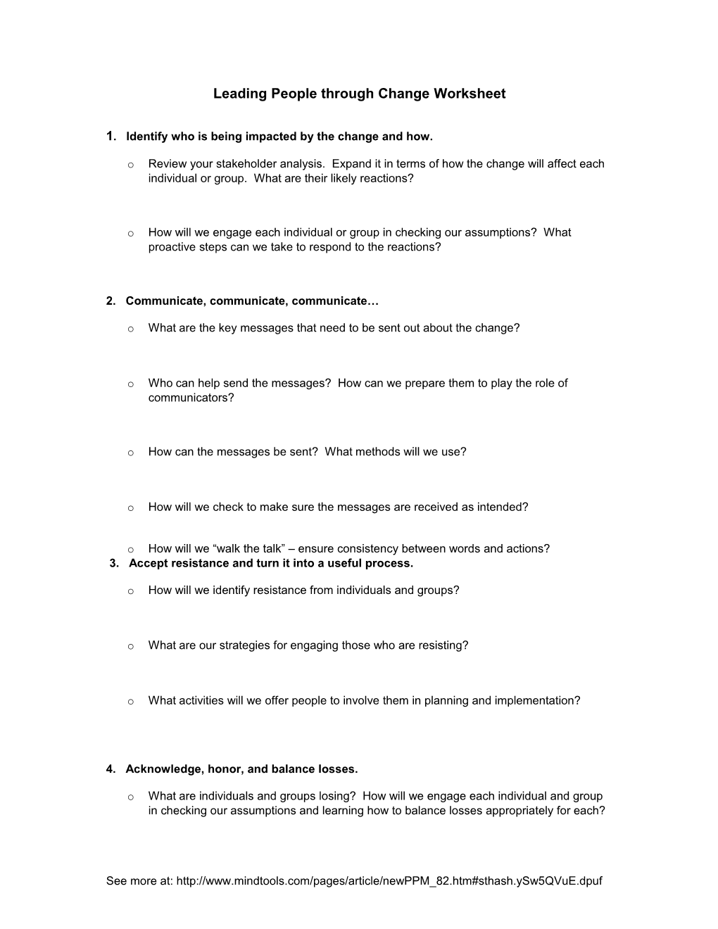 Worksheet: Leading People Through Change