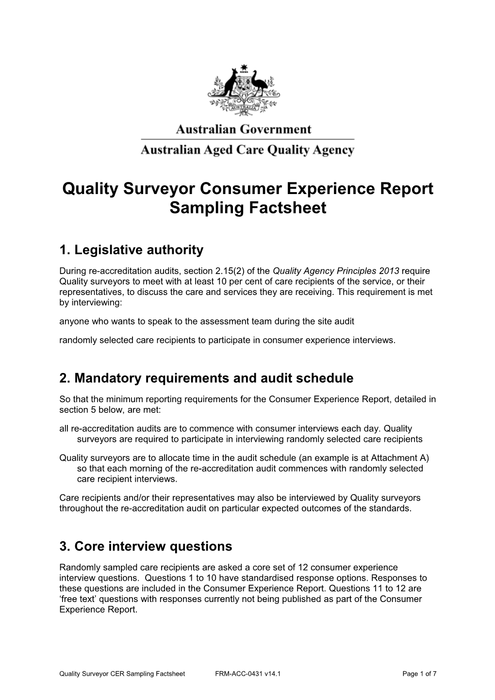 Consumer Experience Report - Sampling Factsheet