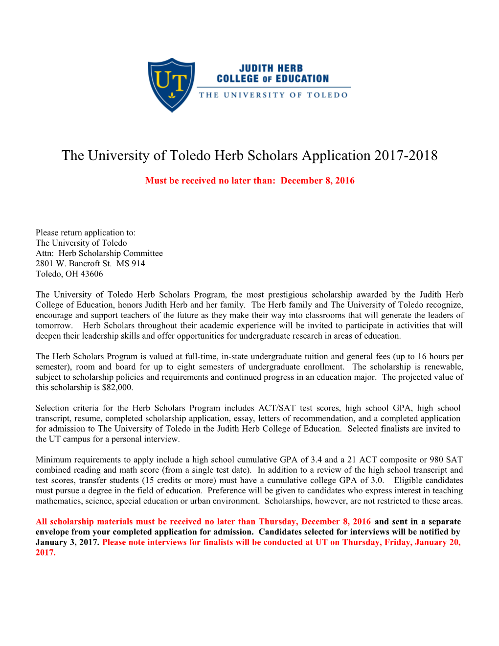 The University of Toledo Herb
