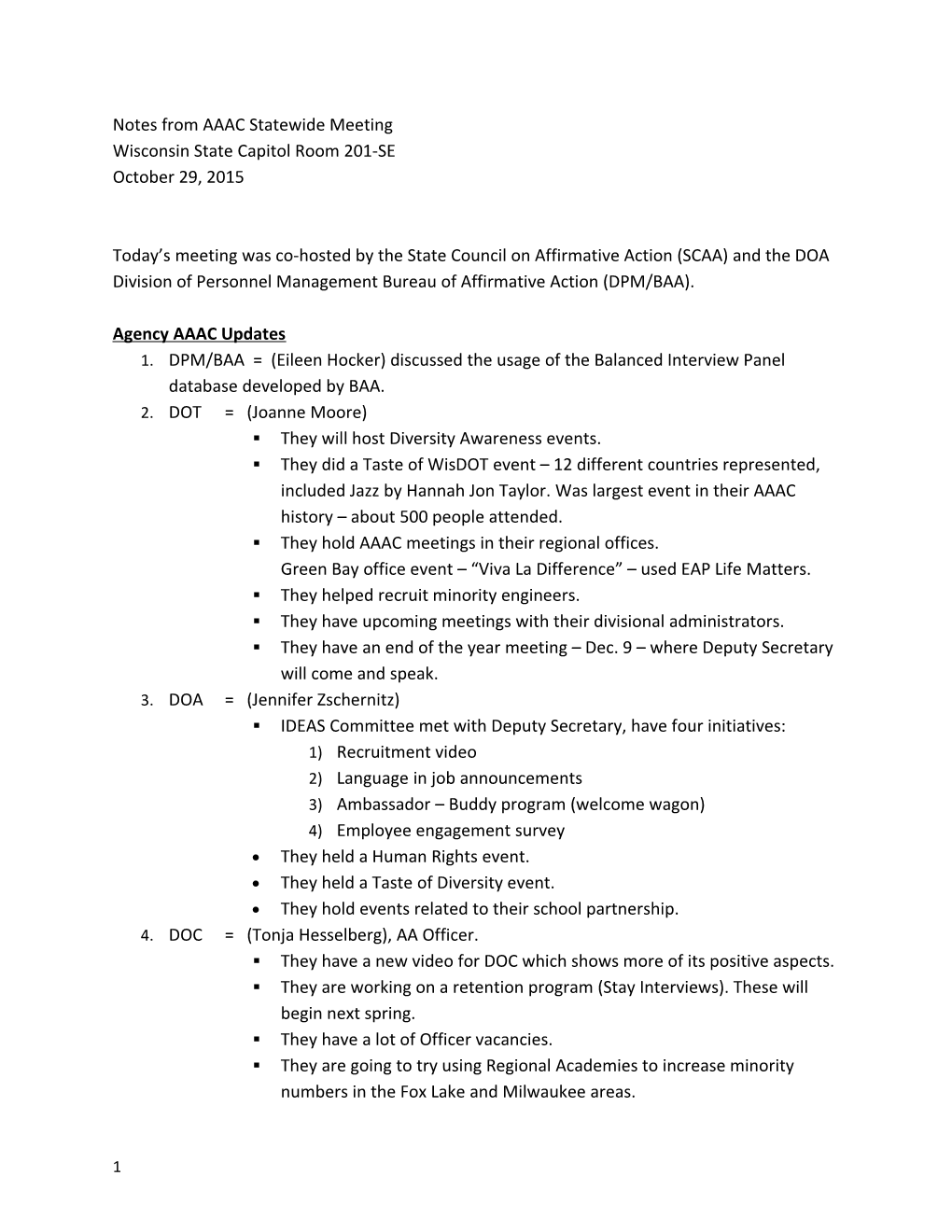 AAAC Meeting Notes 10-29-2015