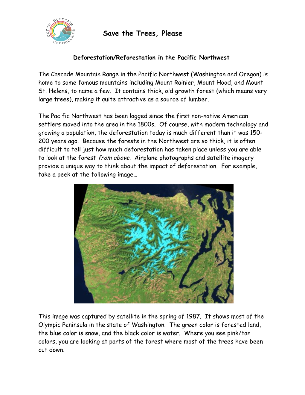 Series 3: Deforestation (And Reforestation) In The Pacific Northwest, USA New Activity Sheet
