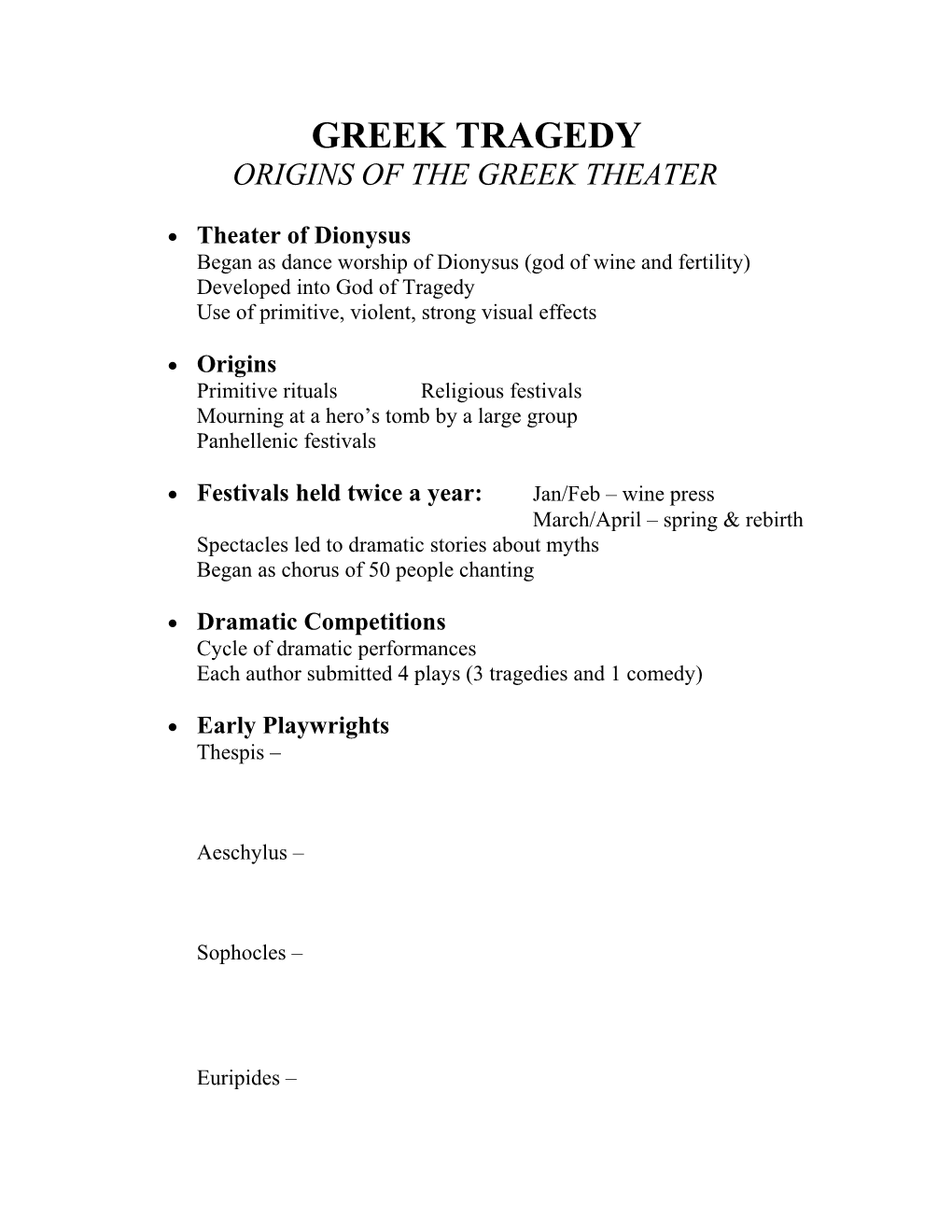 Origins of the Greek Theater