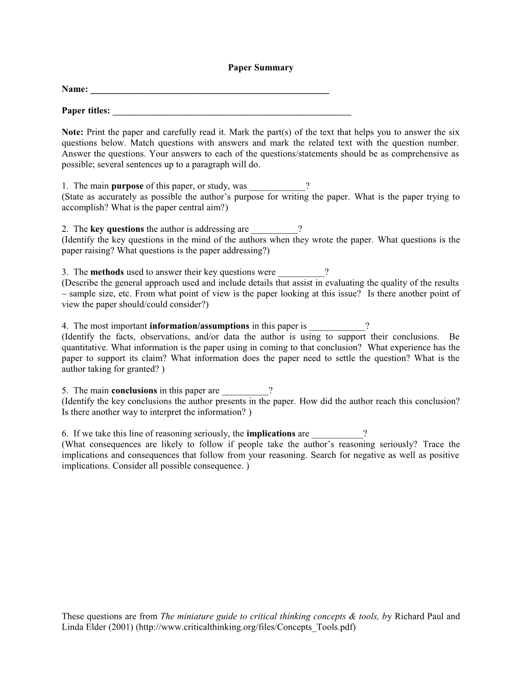 1. the Main Purpose of This Paper, Or Study, Was ______?