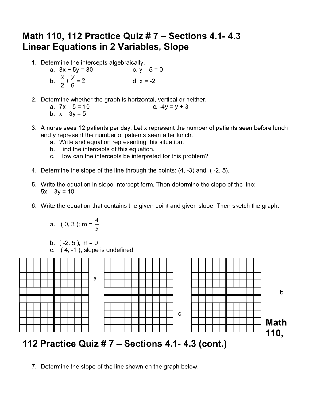 Math 110, 111 Practice Quiz # 5 Sections 3 s2