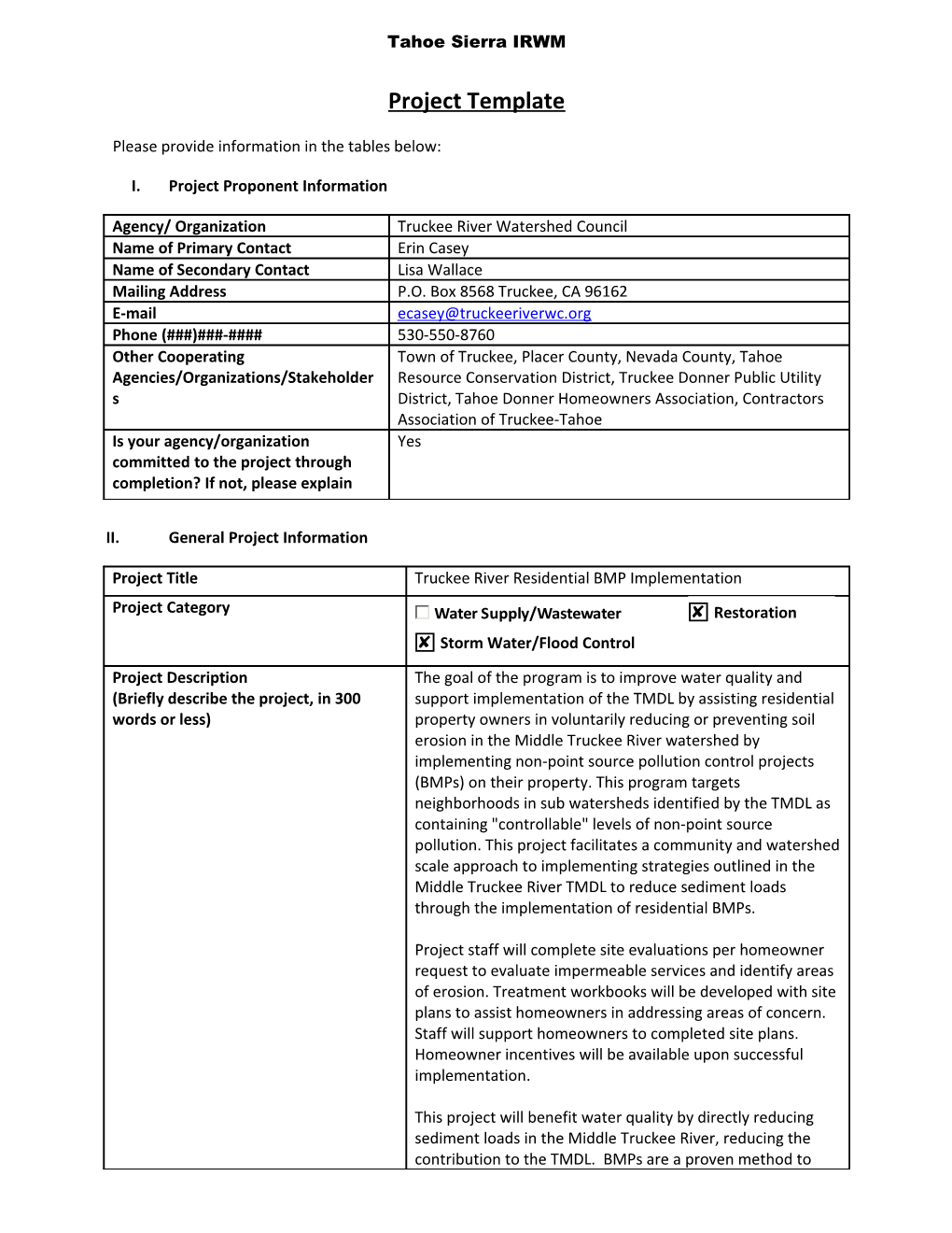 Handout 2 Project Information Form s6