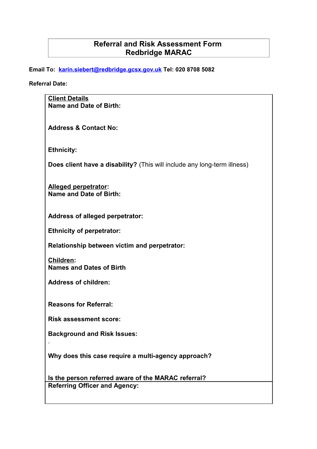 Referral and Risk Assessment Form