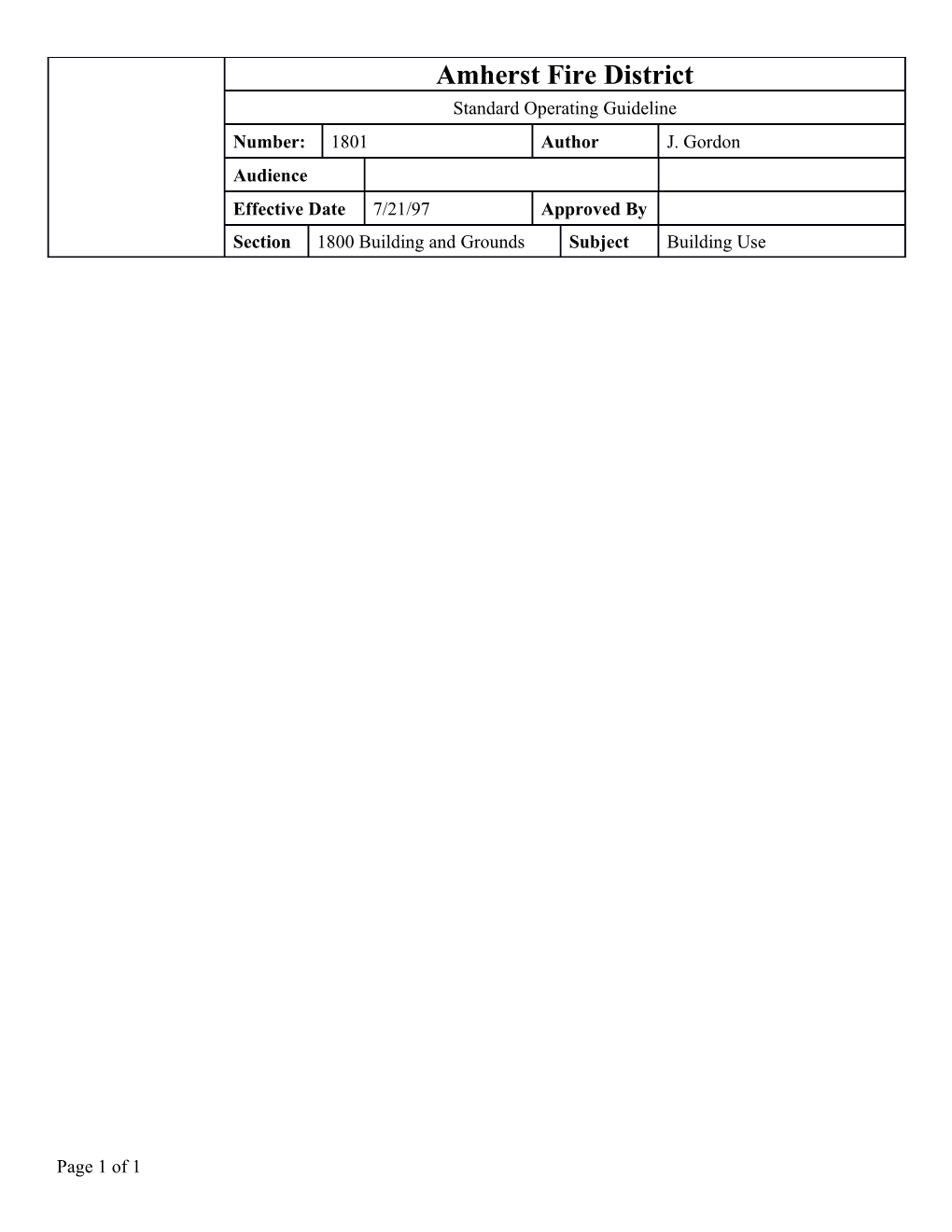 Subject: Acceptable / Unacceptable Activities in Building and on Grounds