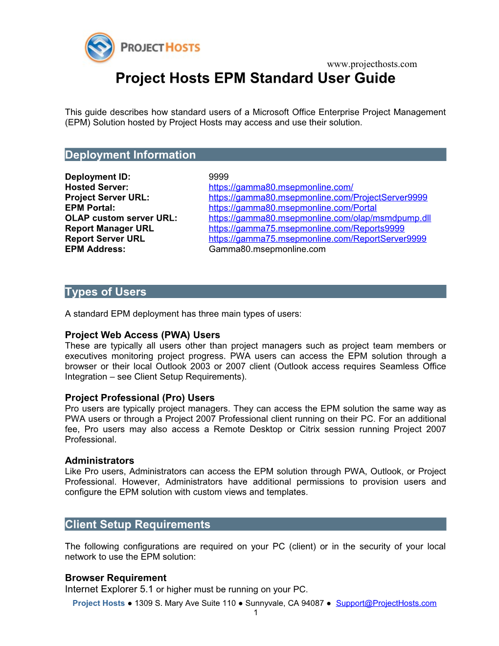 Project Hosts User Manual