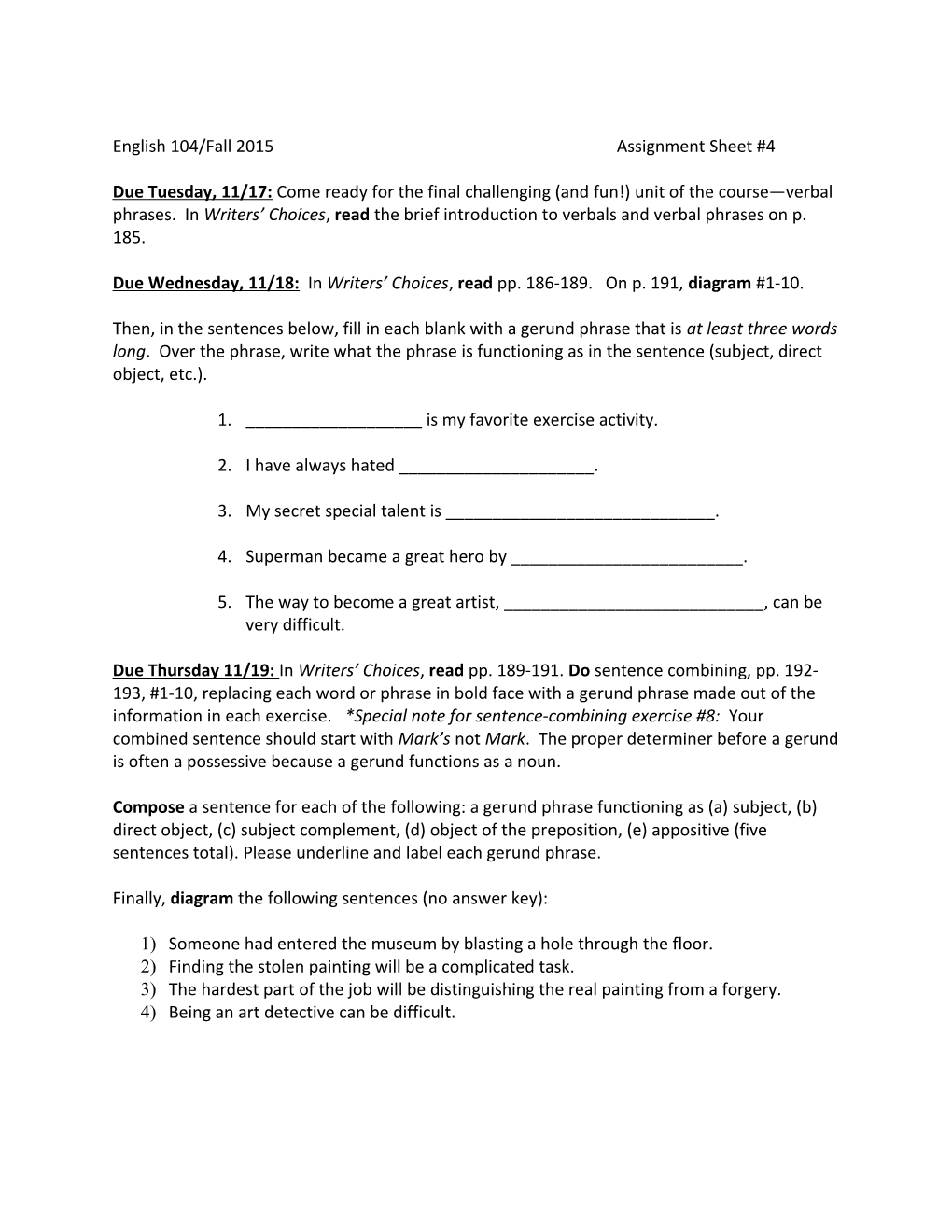 English 104/Fall 2015 Assignment Sheet #4