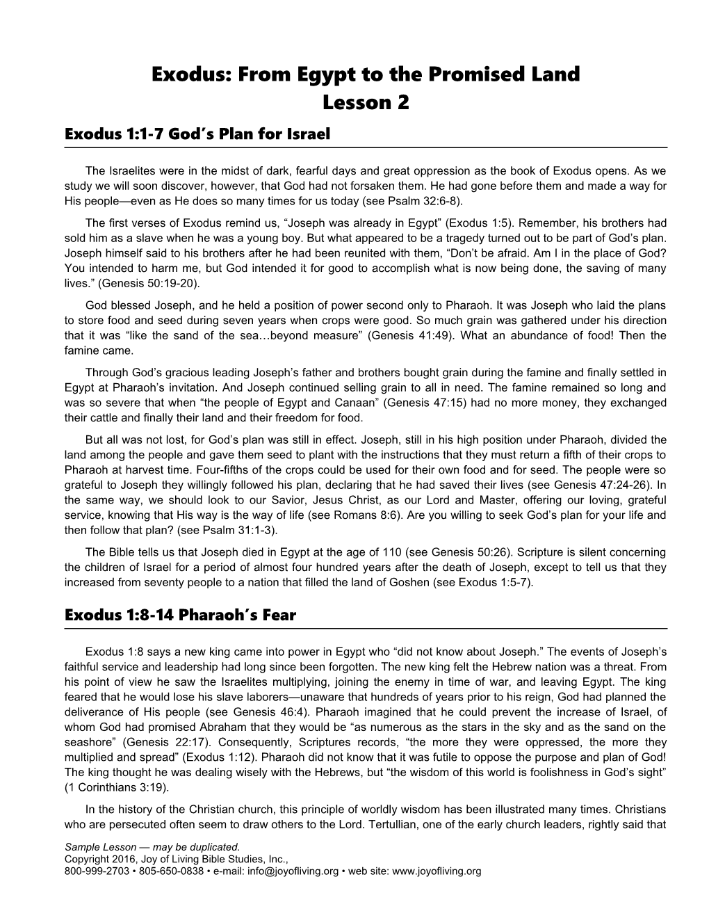 Exodus 1:1-7 God S Plan for Israel