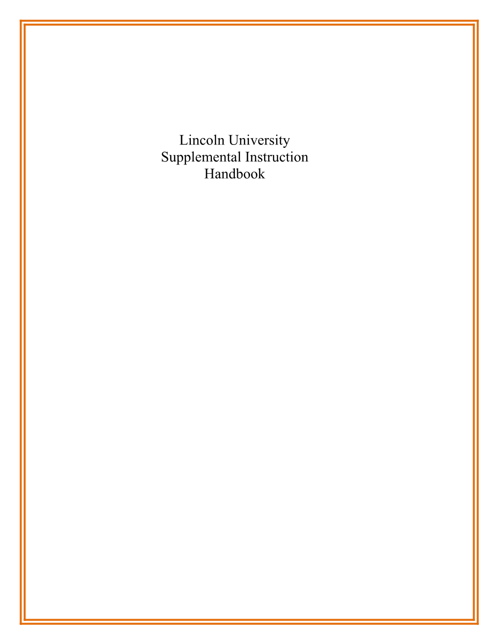 Lincoln University Supplemental Instruction