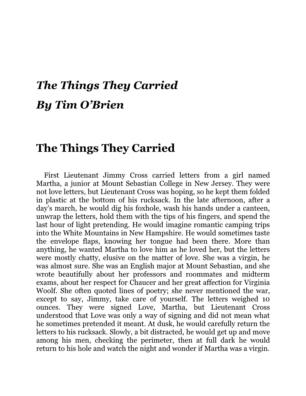 Tim O'brien - The Things They Carried