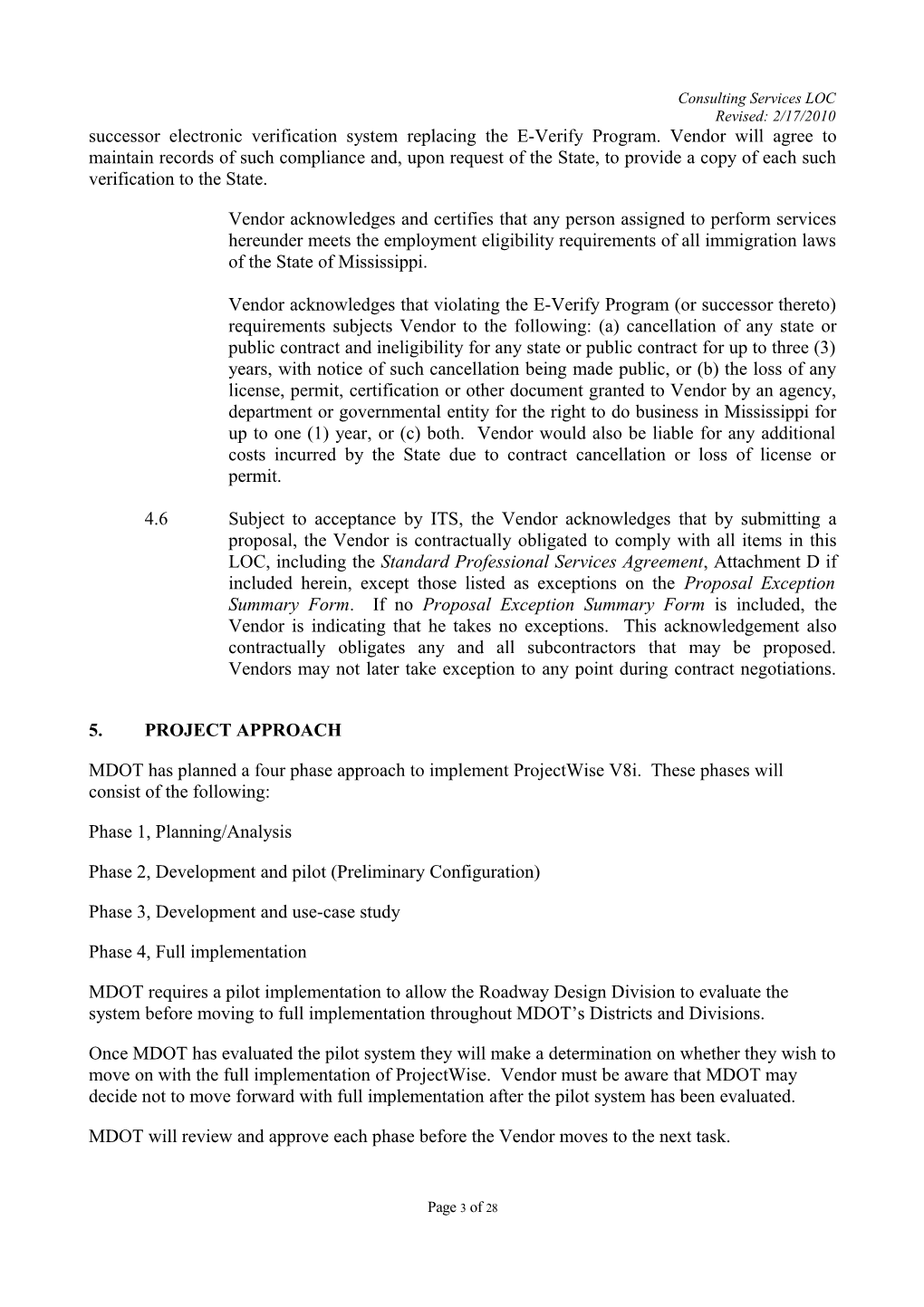 Memorandum for General RFP Configuration s5