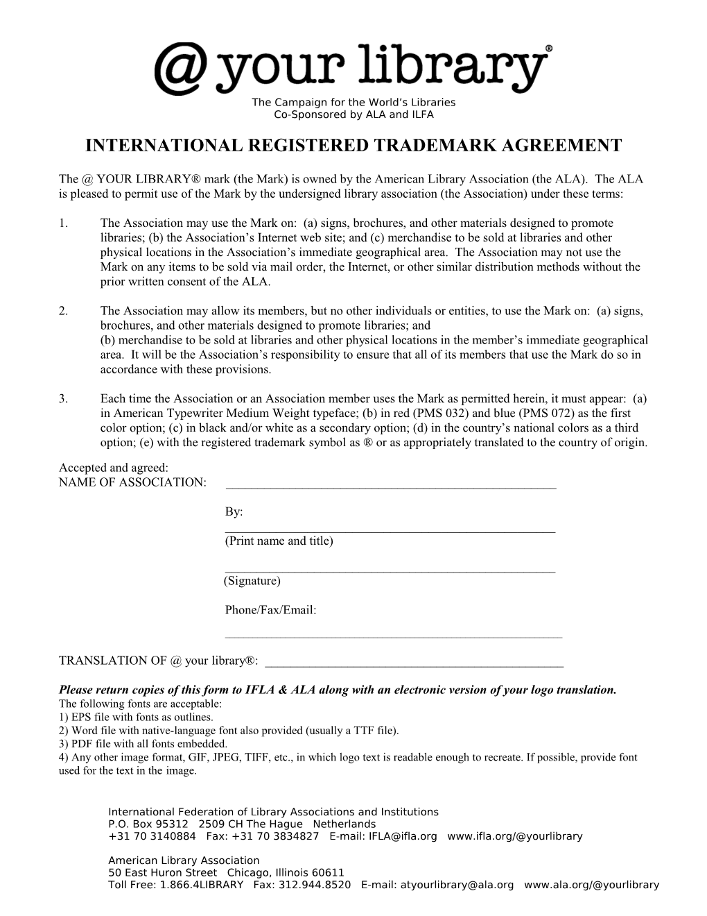 International Registered Trademark Agreement