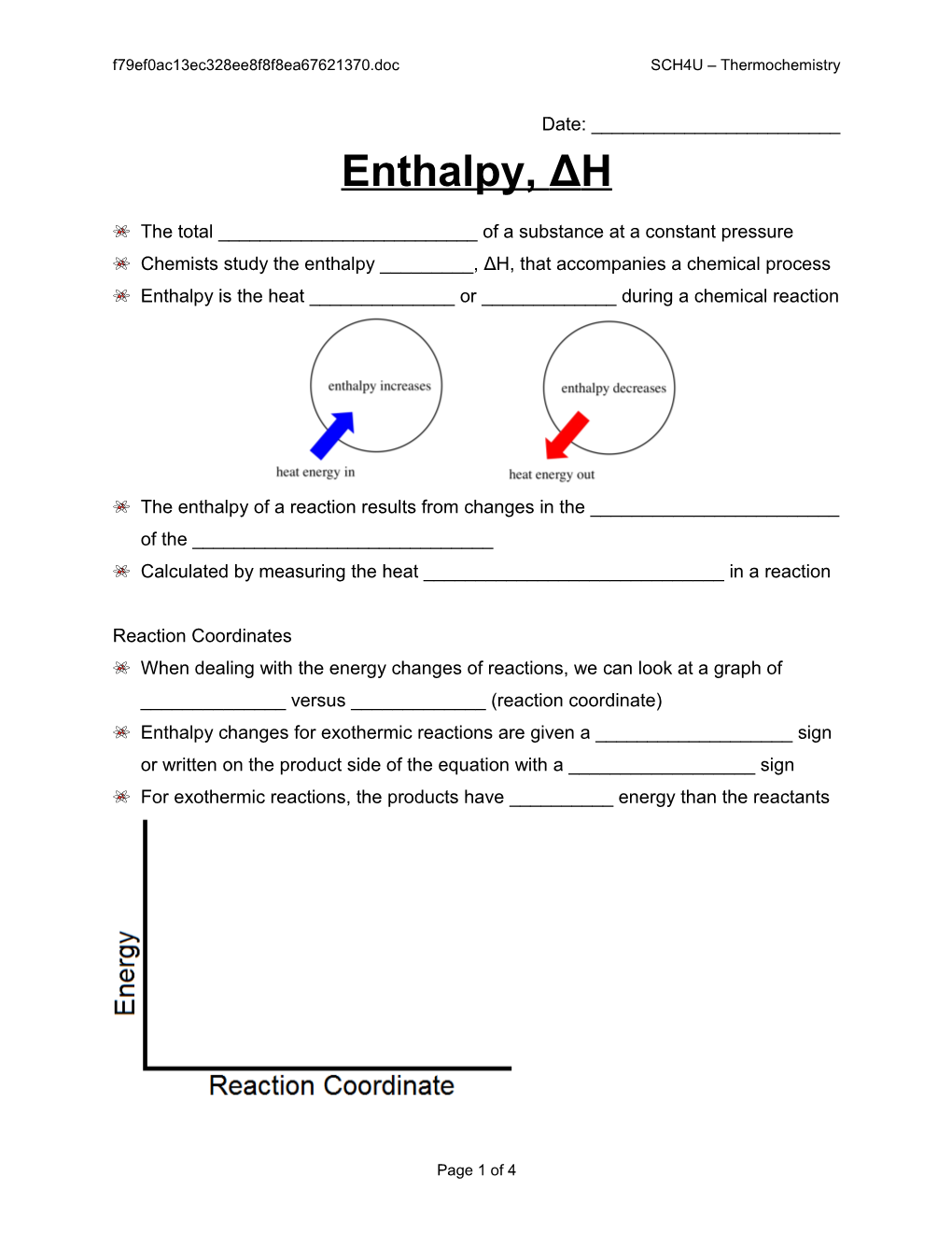 5 - Enthalpy SCH4U Thermochemistry