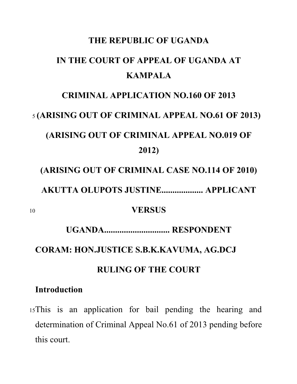 In the Court of Appeal of Uganda at Kampala