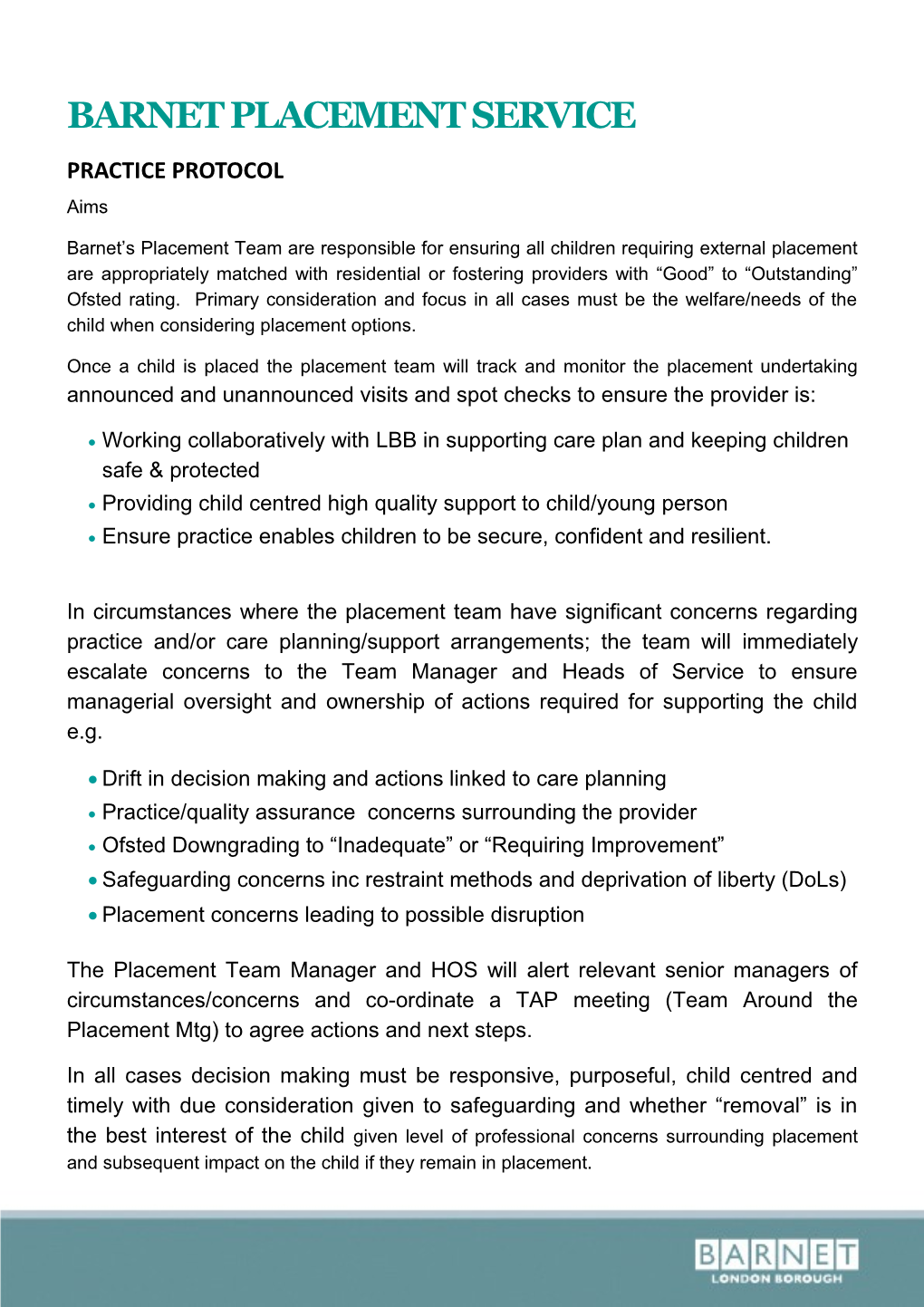 Barnet Council Permanency Planning Panel Terms