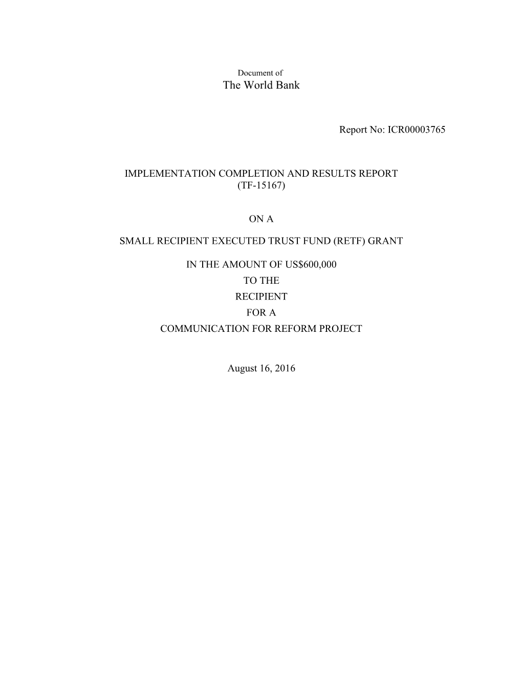 Document of the World Bank s1
