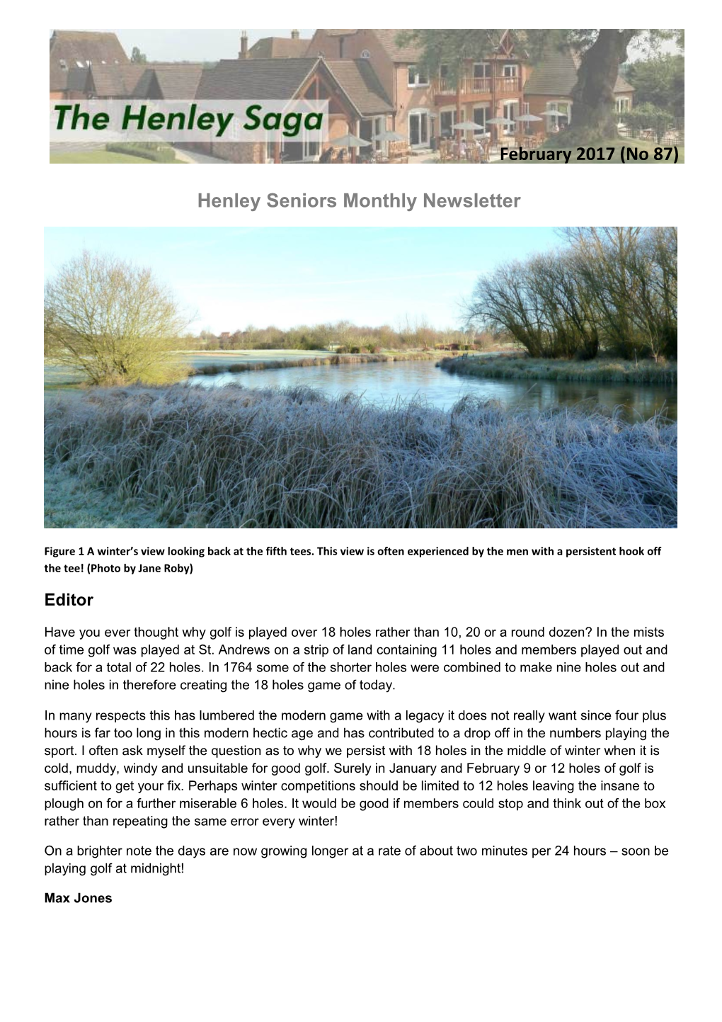 Henley Seniors Monthly Newsletter