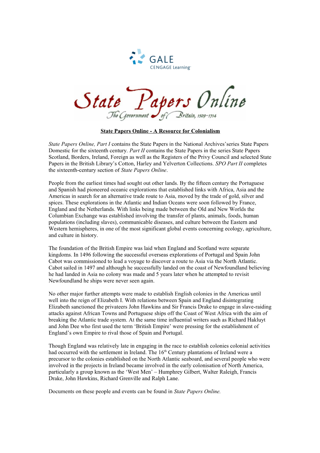 State Papers Online