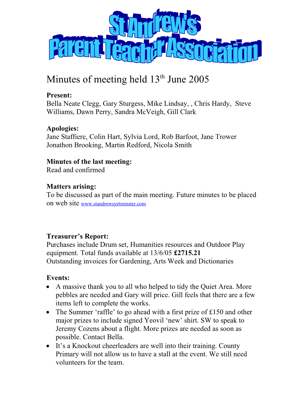 Minutes of Meeting Held 19Th April 2005