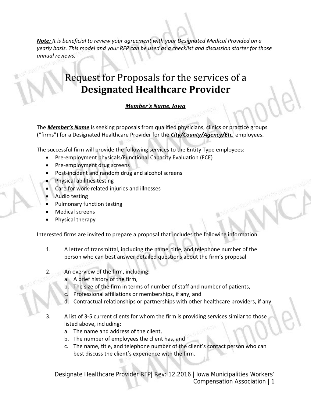 Request for Proposals for the Services of A