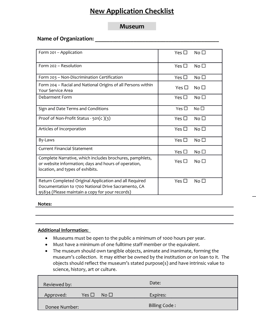 New Application Checklist