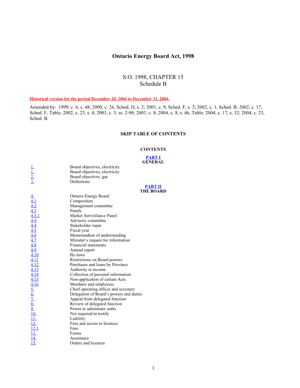 Ontario Energy Board Act, 1998, S.O. 1998, C. 15, Sched. B
