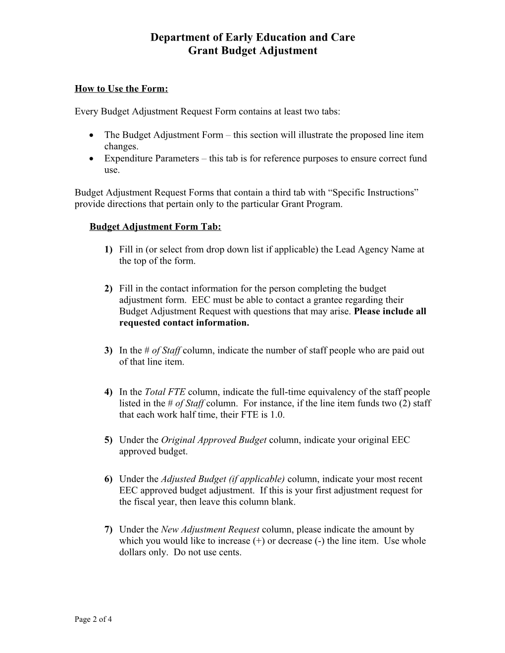 FY 2007 CPC Revised Budget Amendment Instructions