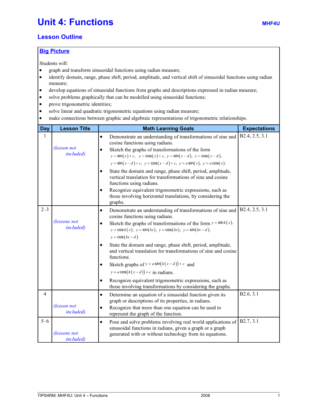 Lesson Outline