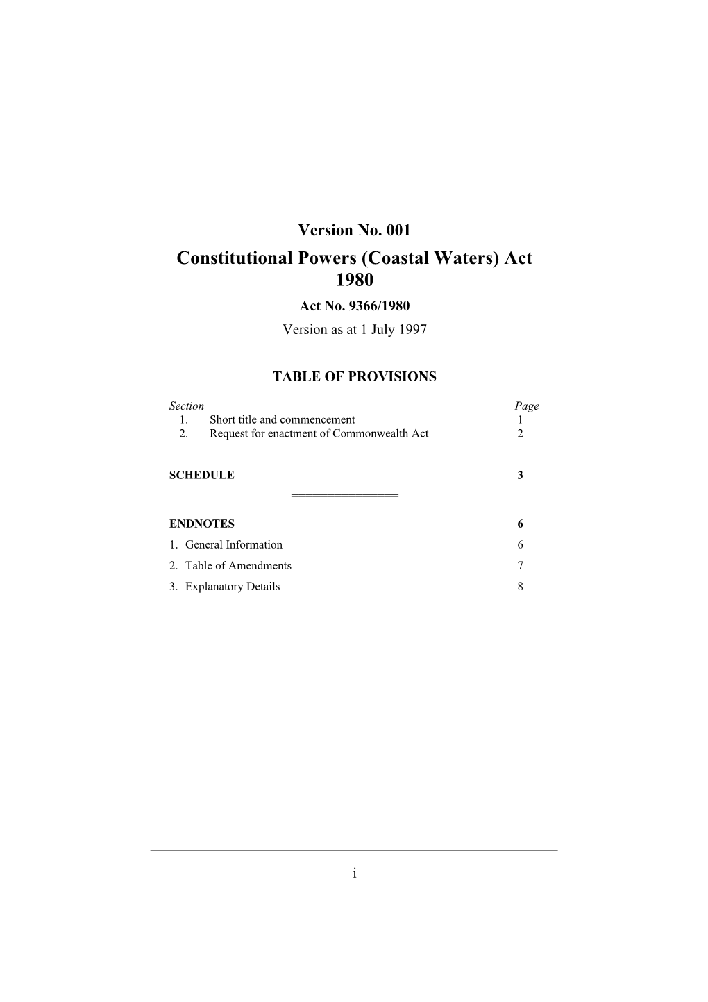 Constitutional Powers (Coastal Waters) Act 1980