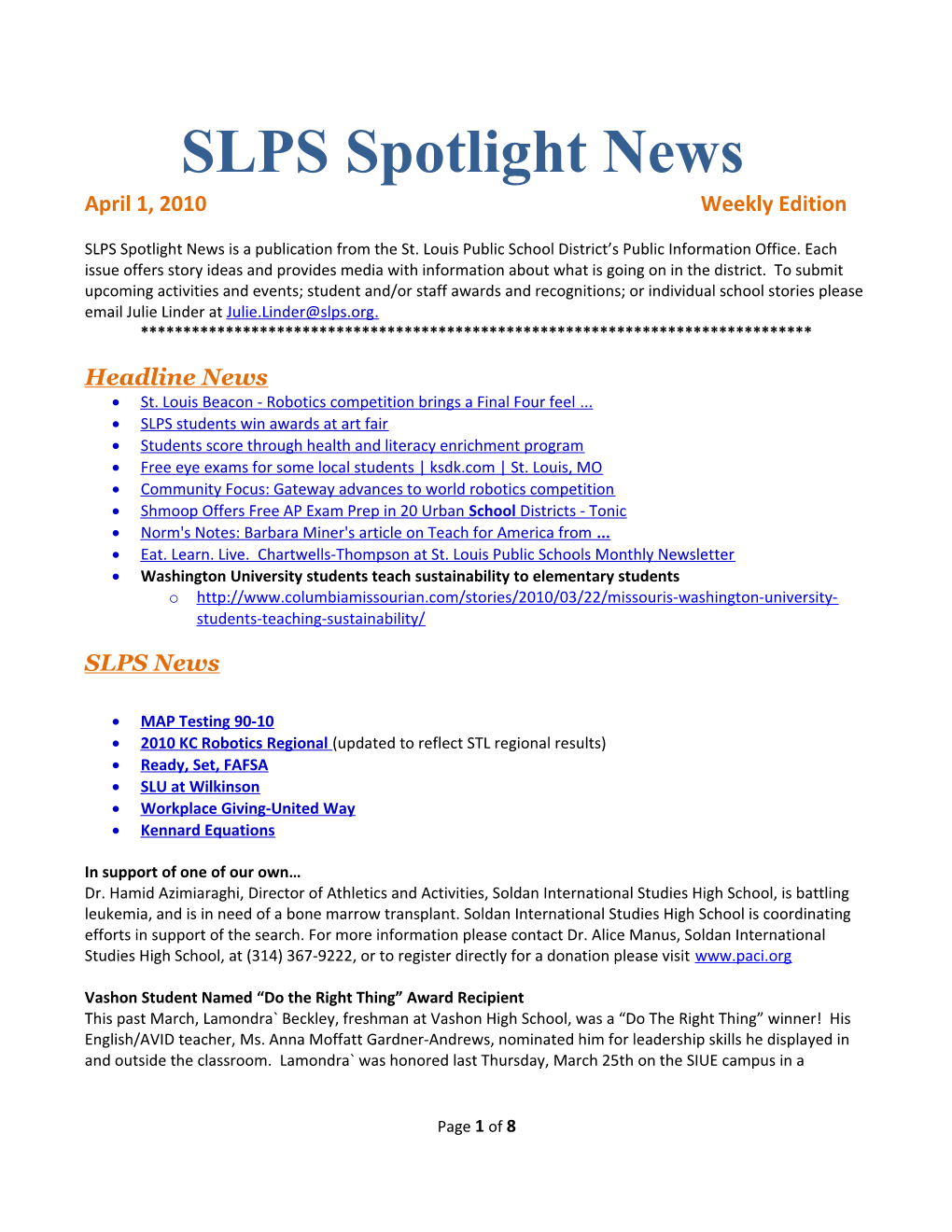 SLPS Spotlight News