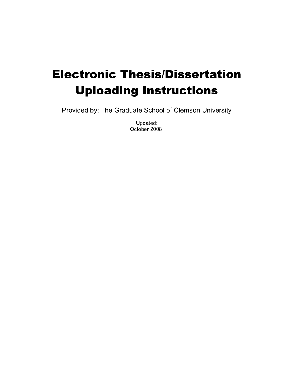 Guide to Electronic Thesis/Dissertation Submission