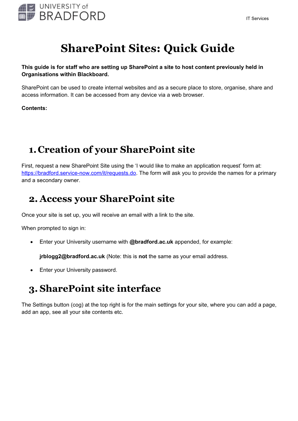 Sharepoint Sites: Quick Guide