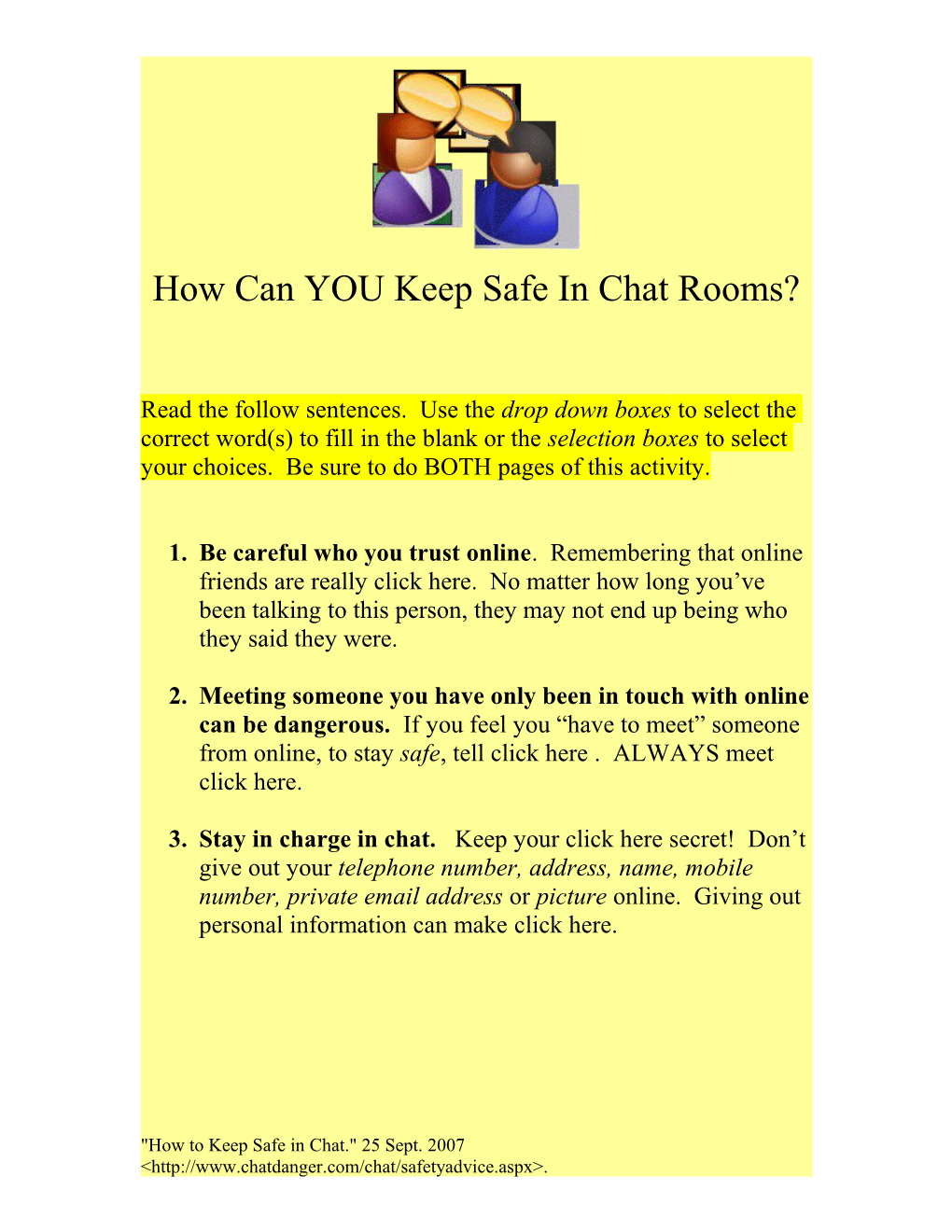 How Can YOU Keep Safe in Chat Rooms?