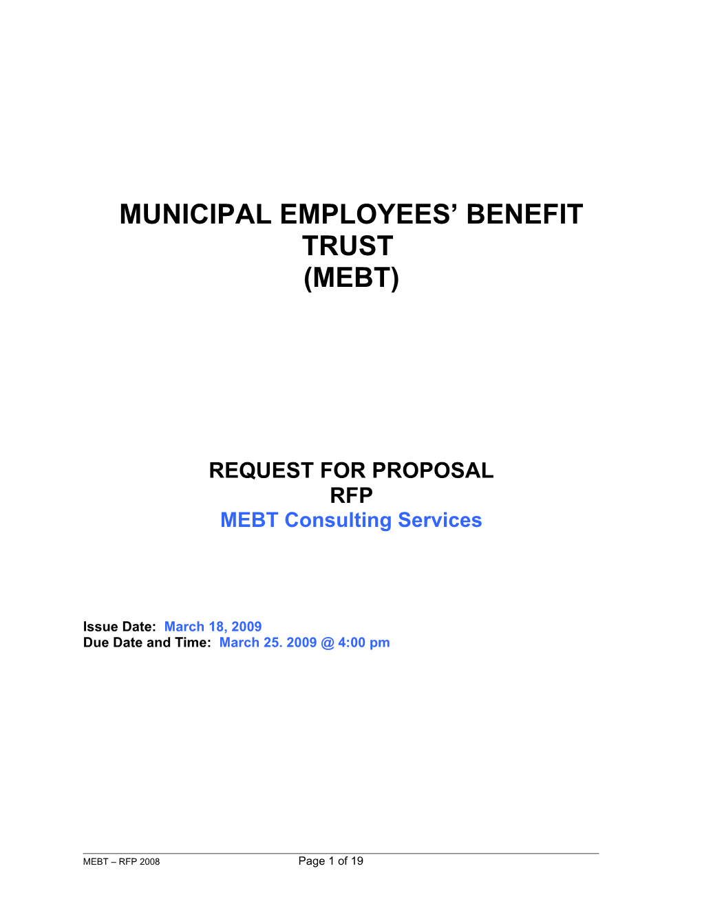Municipal Employees Benefit Trust