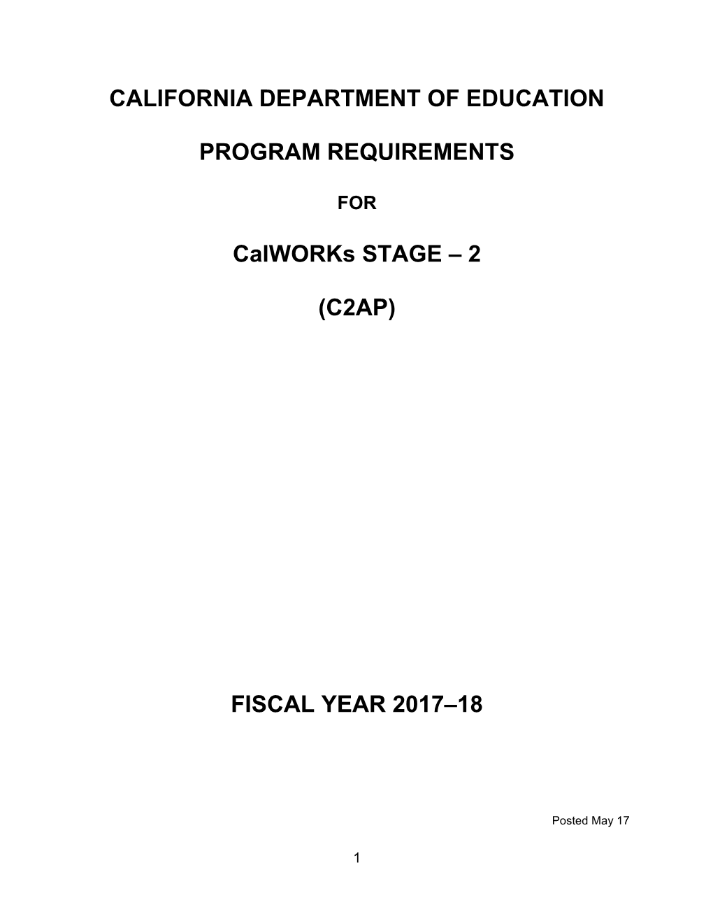 2017-18 C2AP Calworks Stage 2 - Child Development (CA Dept of Education)