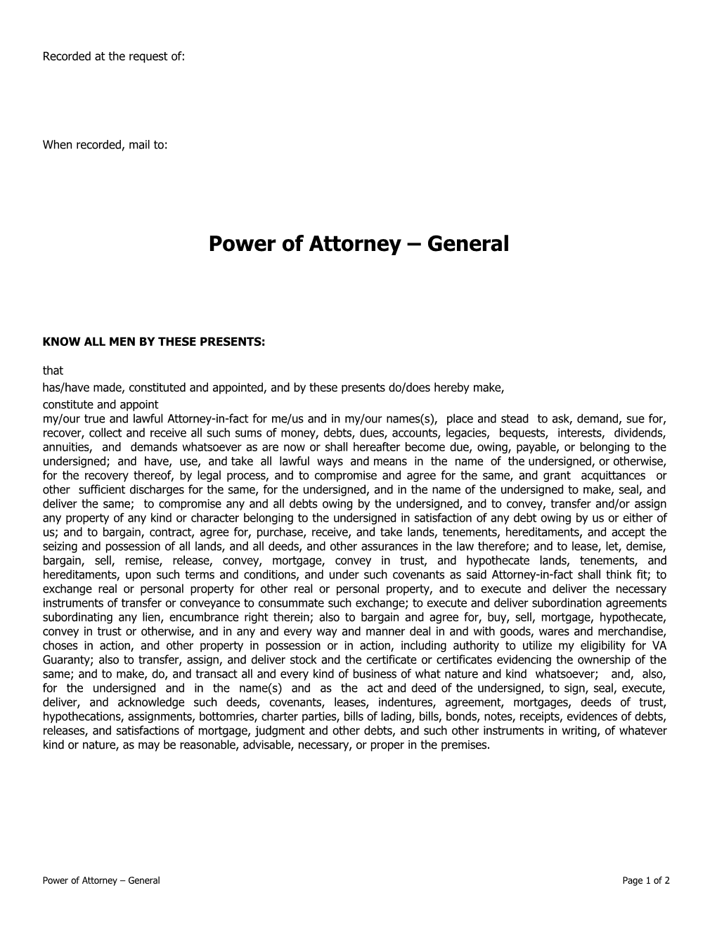 Power of Attorney (General)