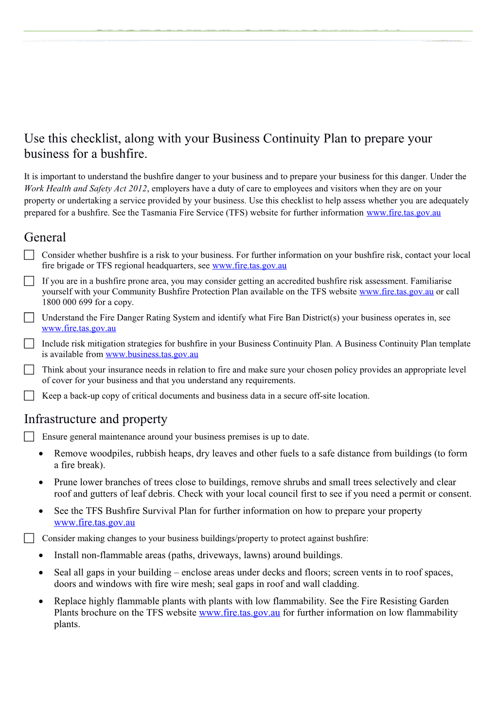 Use This Checklist, Along with Your Business Continuity Plan to Prepare Your Business