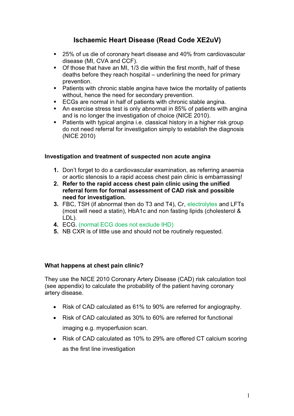 Ischaemic Heart Disease (Read Code G3)