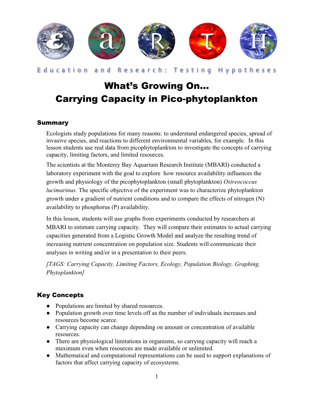 What S Growing on Carrying Capacity in Pico-Phytoplankton