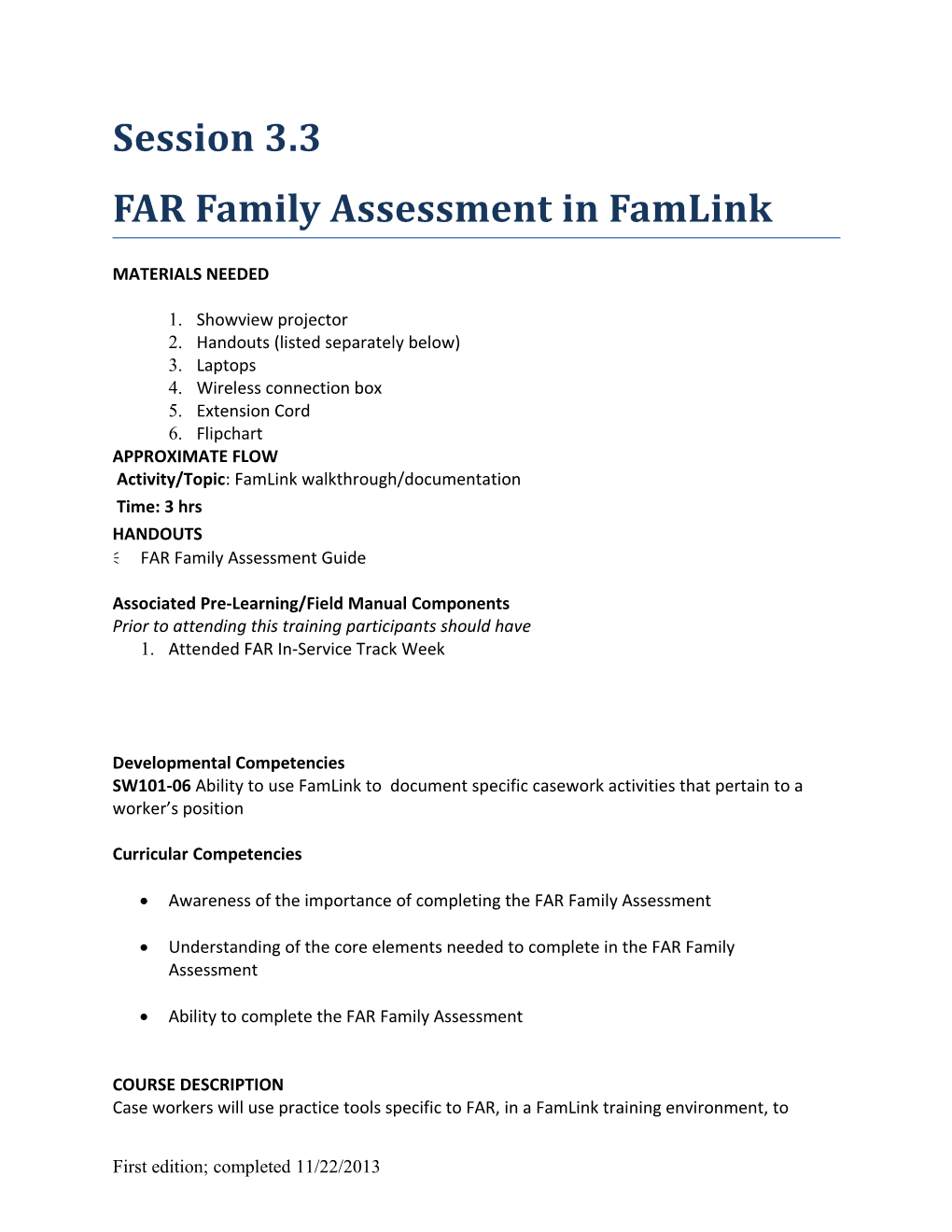 3.3 FAR Family Assessment in Famlink