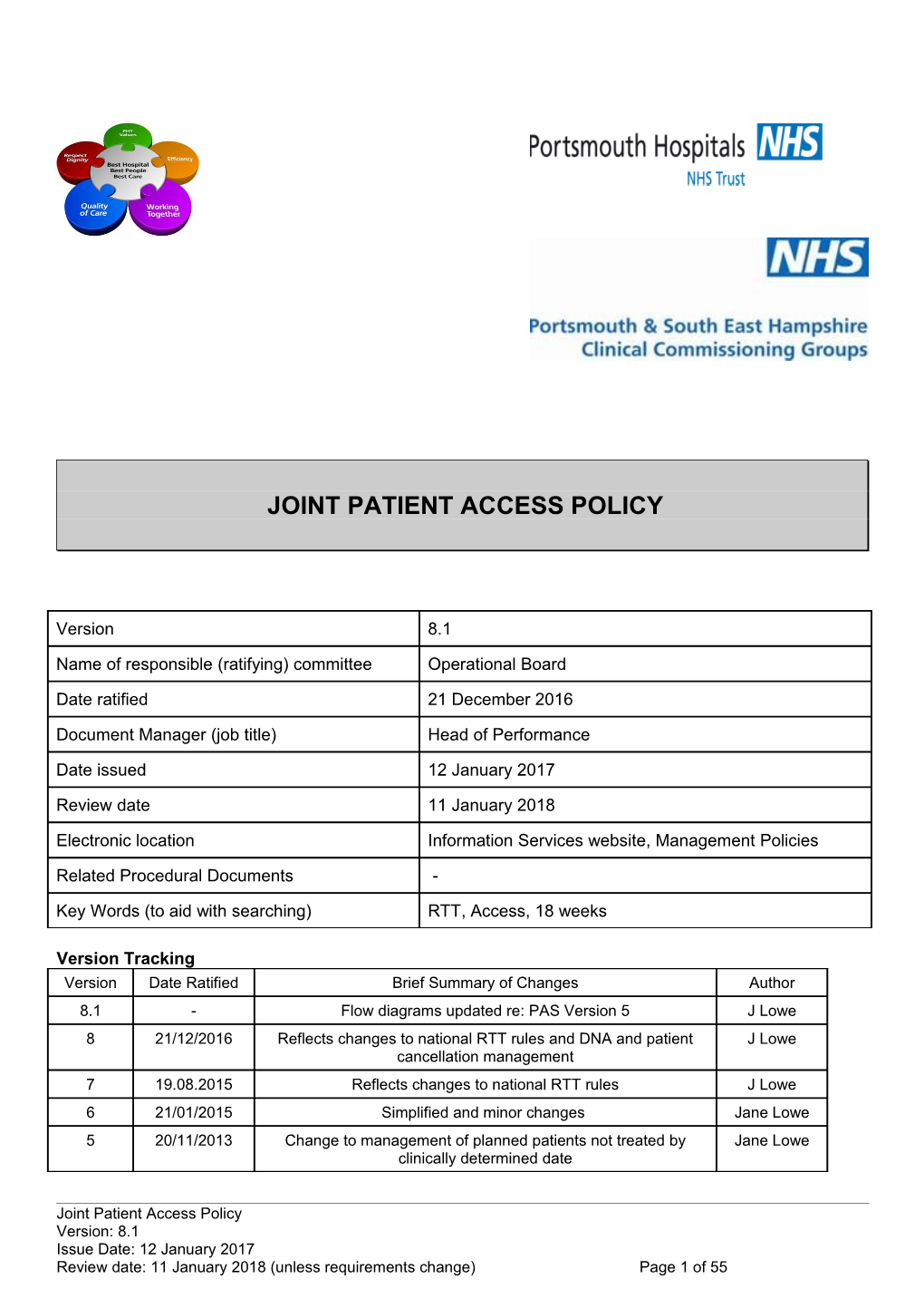 Joint Patient Access Policy