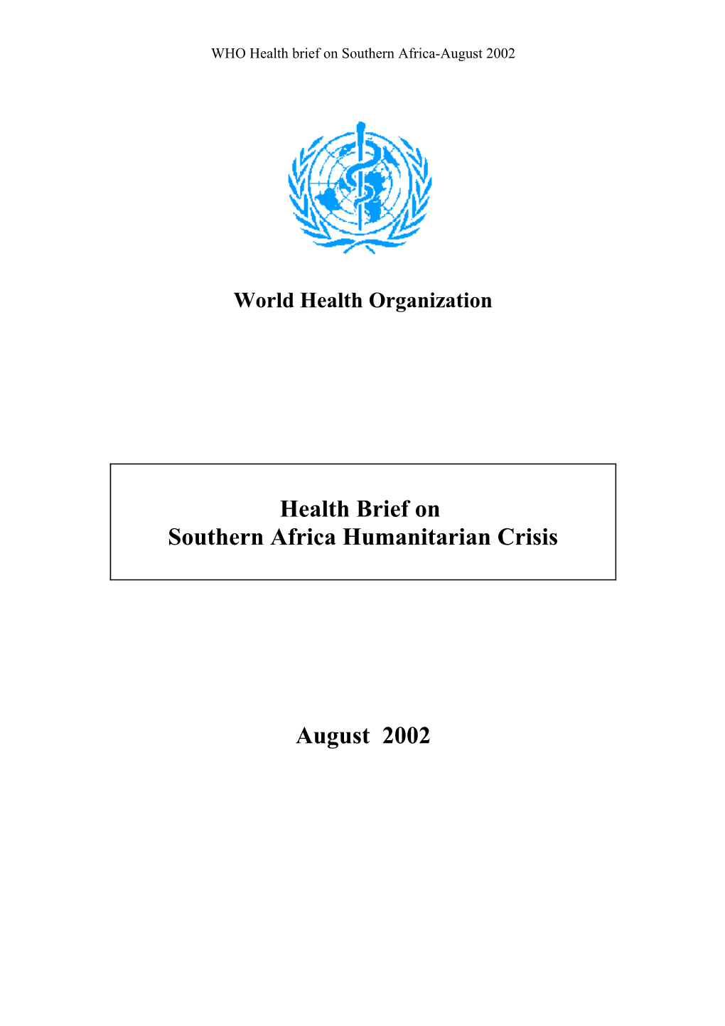 WHO Health Brief on Southern Africa-July 2002