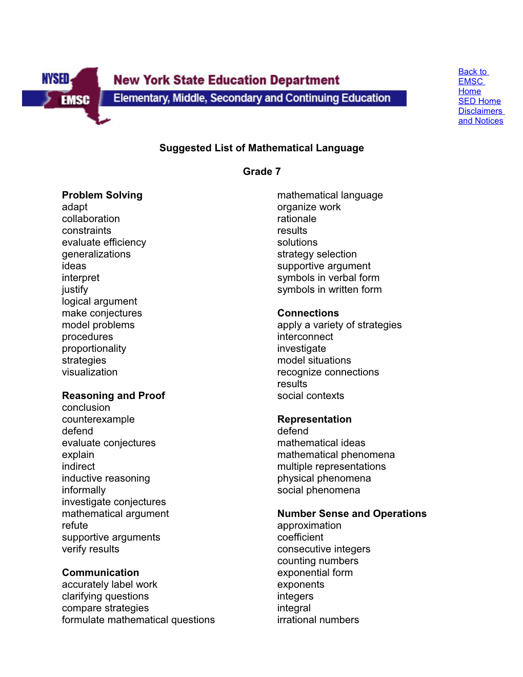 Mathematics Vocabulary List s1