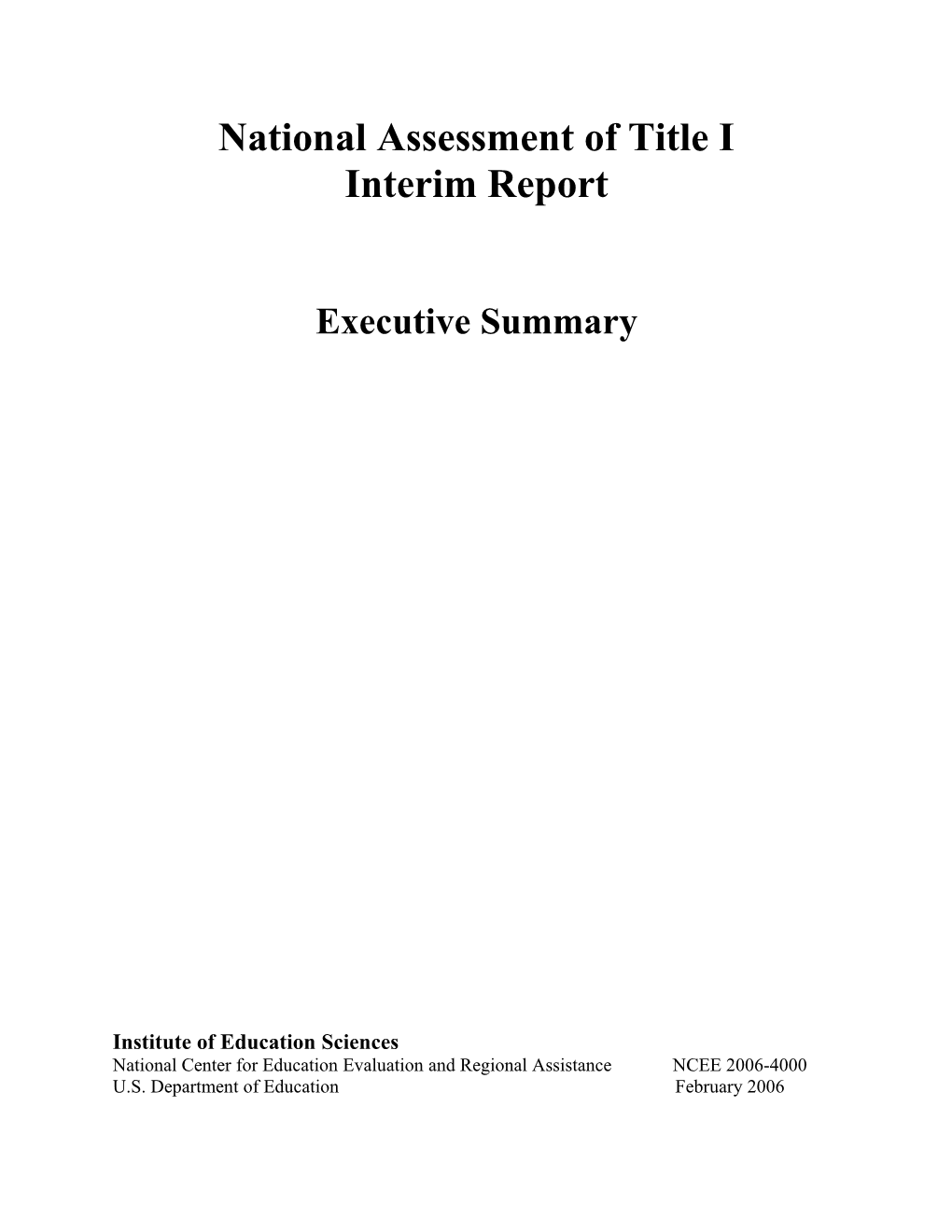 National Assessment of Title I Interim Report Executive Summary (MS Word)
