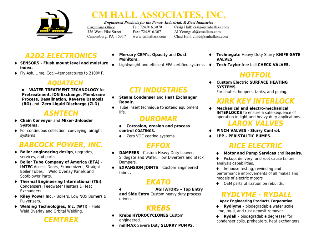 Engineered Products for the Power, Industrial, & Steel Industries