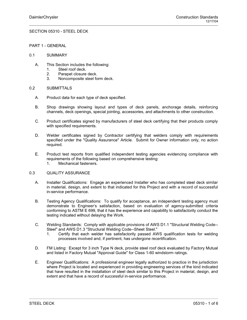 Daimlerchrysler Construction Standards s2