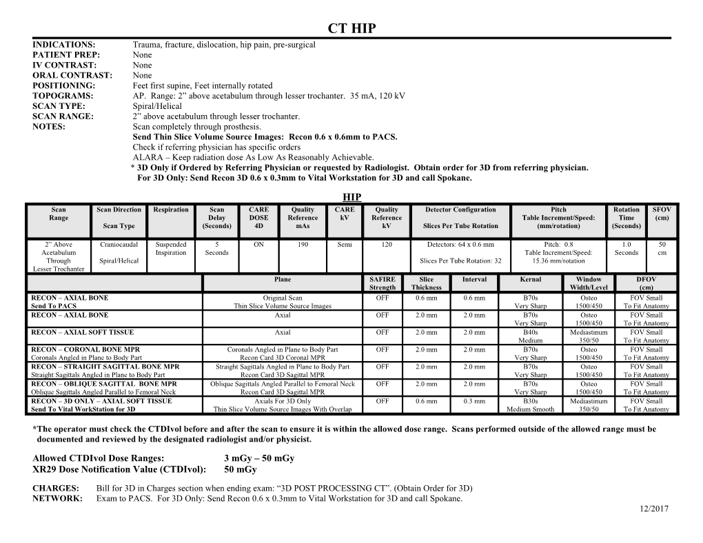 INDICATIONS: Trauma, Fracture, Dislocation, Hip Pain, Pre-Surgical