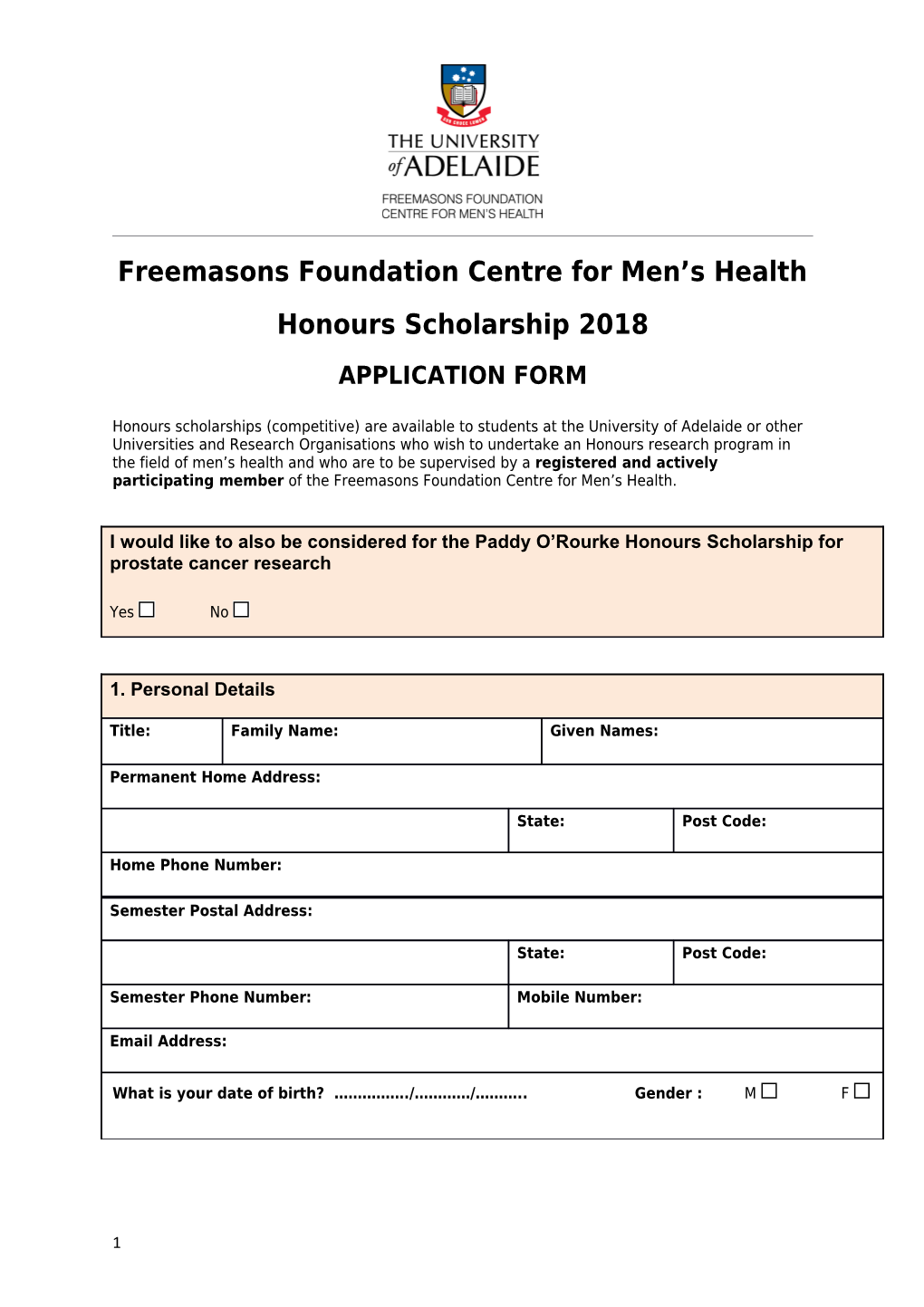 Freemasons Foundation Centre for Men S Health